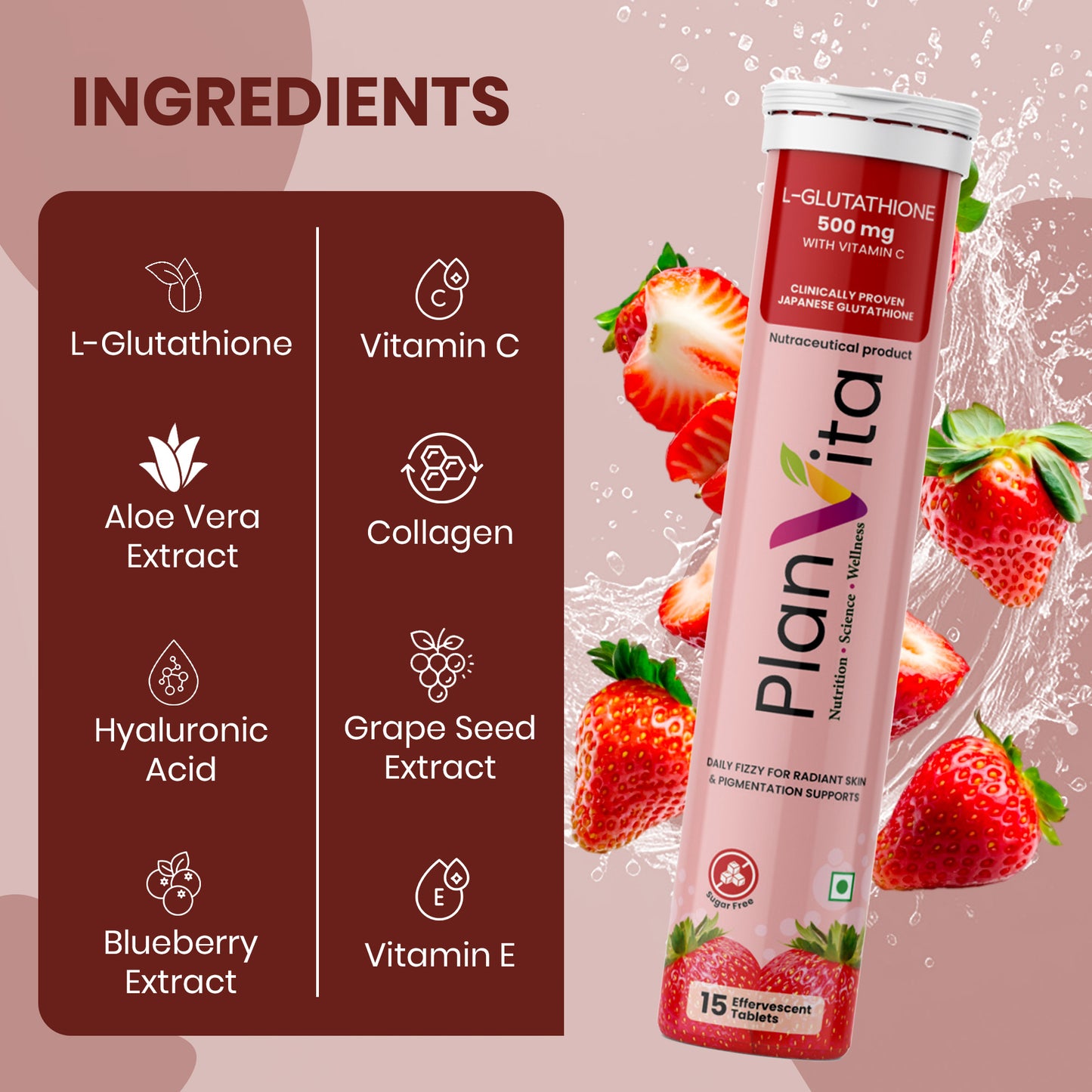 Japanese L Glutathione & Vitamin C for Brighter Skin | 30 effervescent tablets