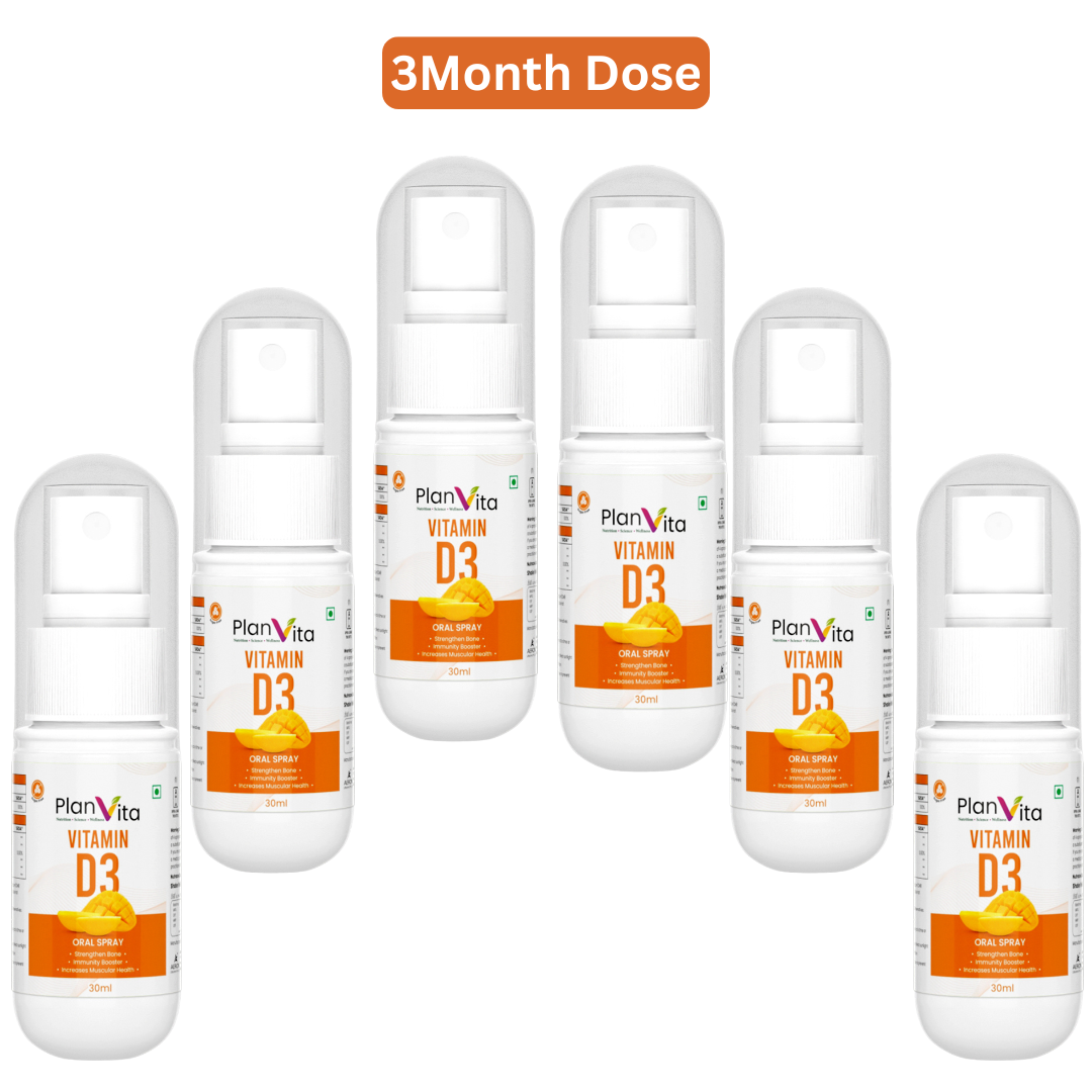 PlanVita Vitamin D3 600iu Supplement Spray For Bone & Muscle Health (30 Days Dose)