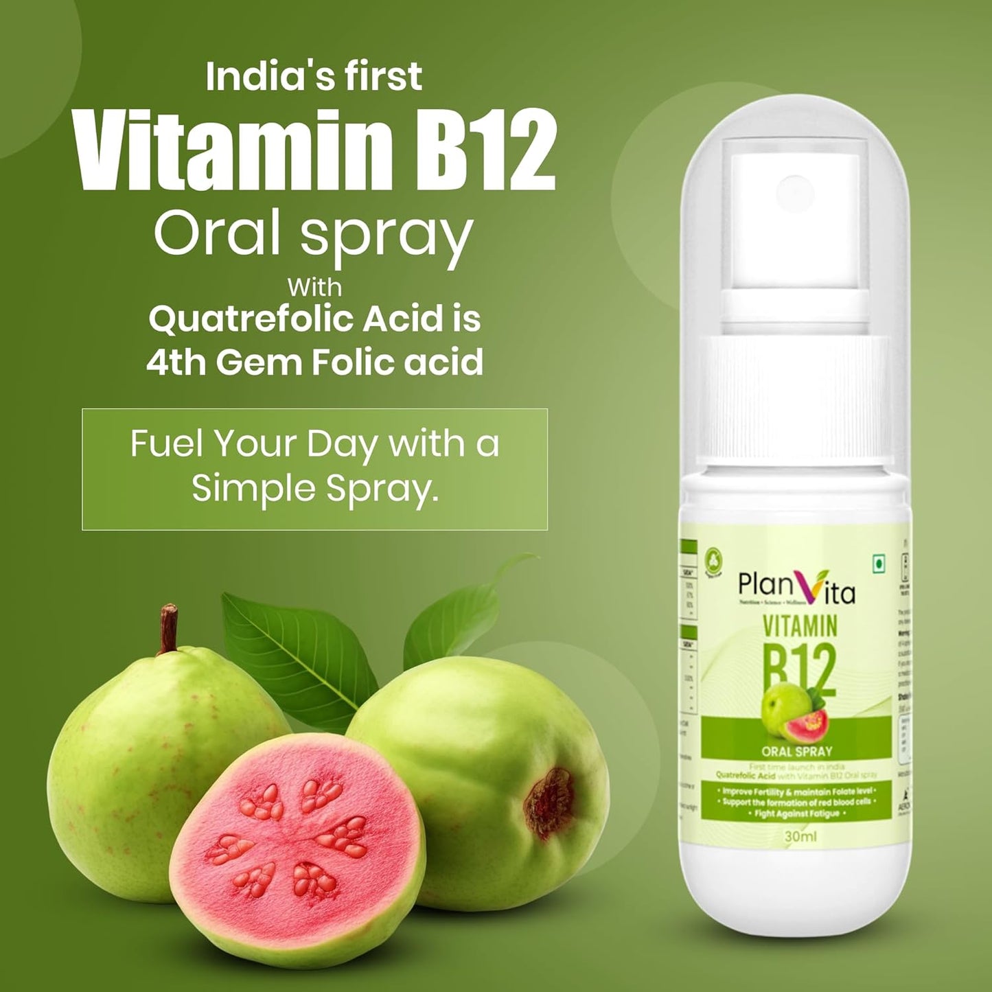 India's First Plnavita Vitamin B12 Spray With Quatrefolic Acid (30 Days Dose)