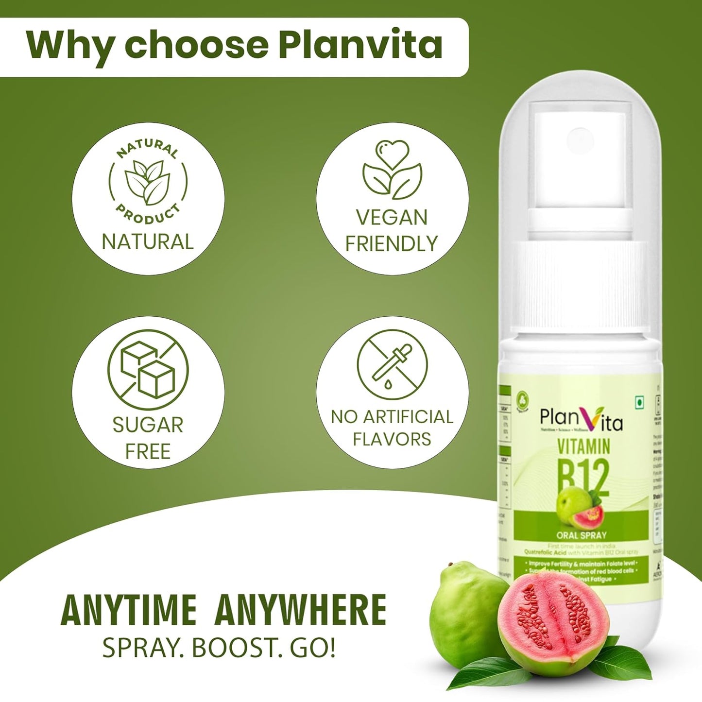 India's First Plnavita Vitamin B12 Spray With Quatrefolic Acid (30 Days Dose)