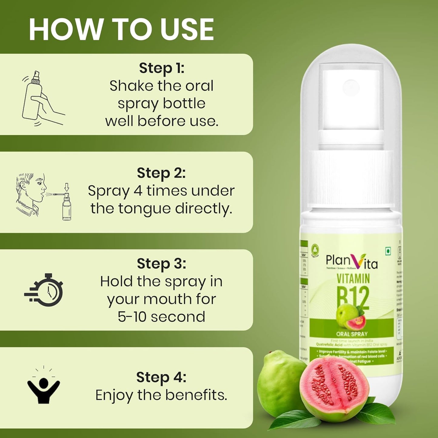 India's First Plnavita Vitamin B12 Spray With Quatrefolic Acid (30 Days Dose)