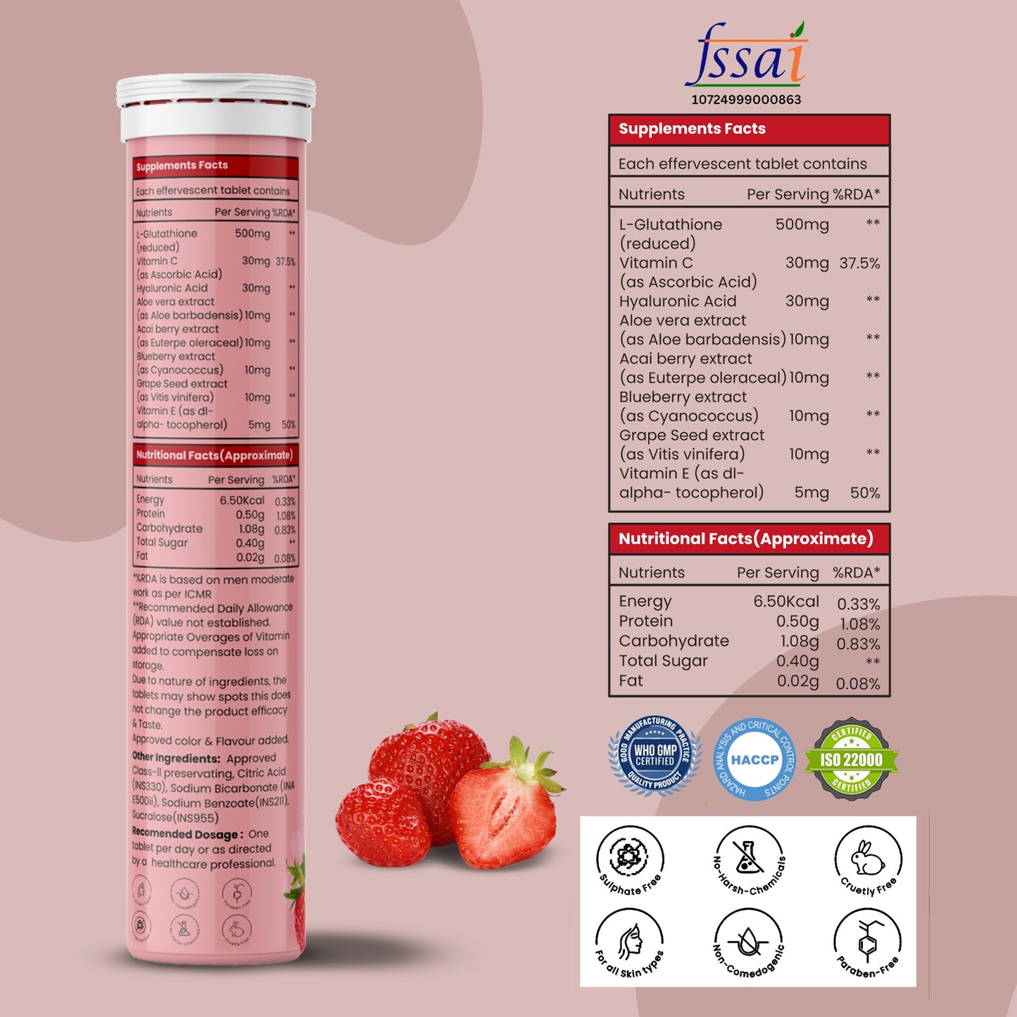 Japanese L Glutathione & Vitamin C for Brighter Skin | 30 effervescent tablets