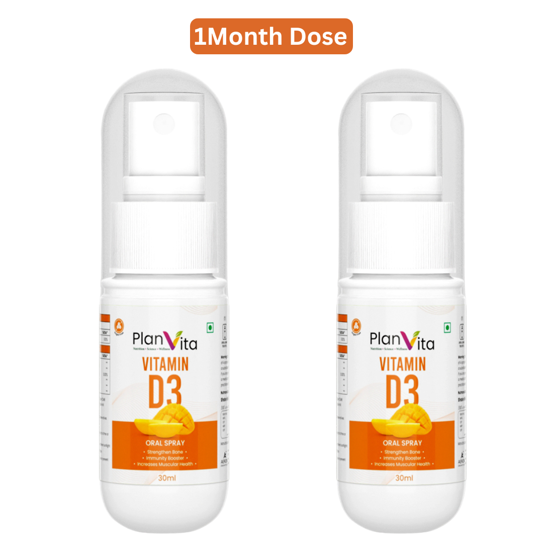 PlanVita Vitamin D3 600iu Supplement Spray For Bone & Muscle Health (30 Days Dose)