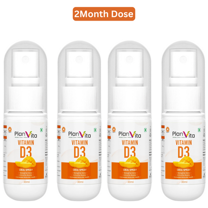 PlanVita Vitamin D3 600iu Supplement Spray For Bone & Muscle Health (30 Days Dose)